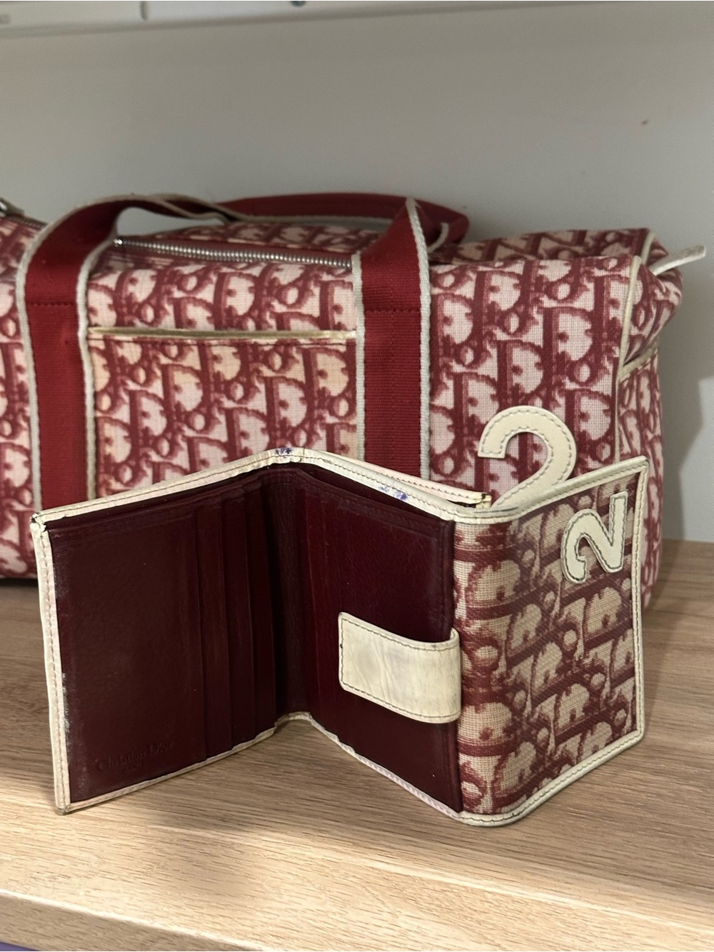 dior Red Monogram Weekender Bag with Matching Wallet - Picture 2 of 4